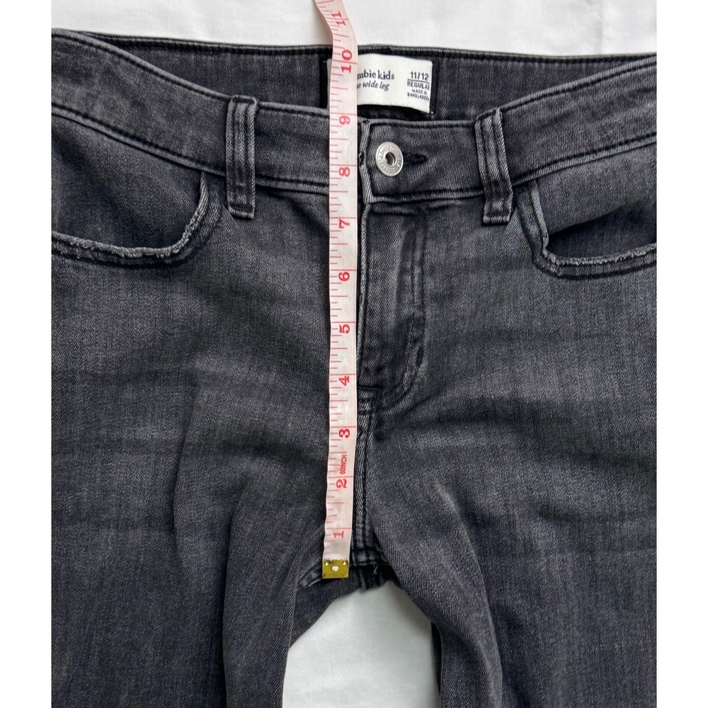 Abercrombie Kids High Rise Wide Leg Jeans Black Size 11/12 Regular Distressed - Picture 8 of 16